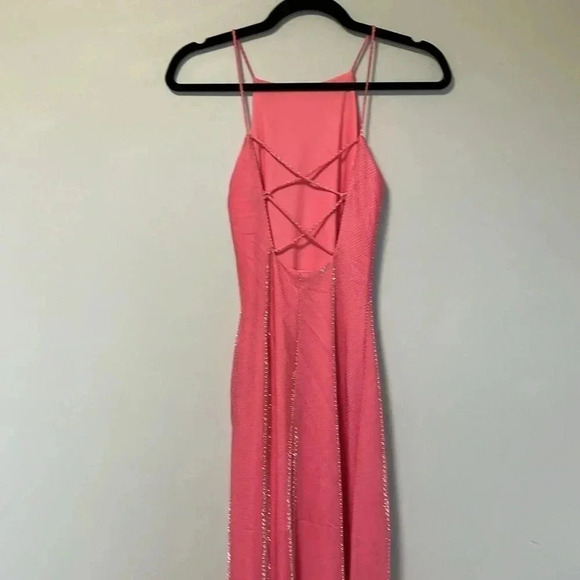 De Laru  by Sheila Yen vintage pink metallic iridescent gown dress - Picture 4 of 5